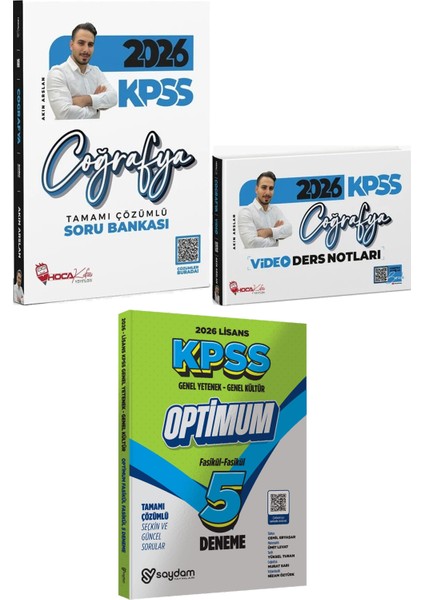 2026 Kpss Coğrafya Çözümlü Soru Bankası ve Video Ders Notları - Lisans Optimum 5 Deneme