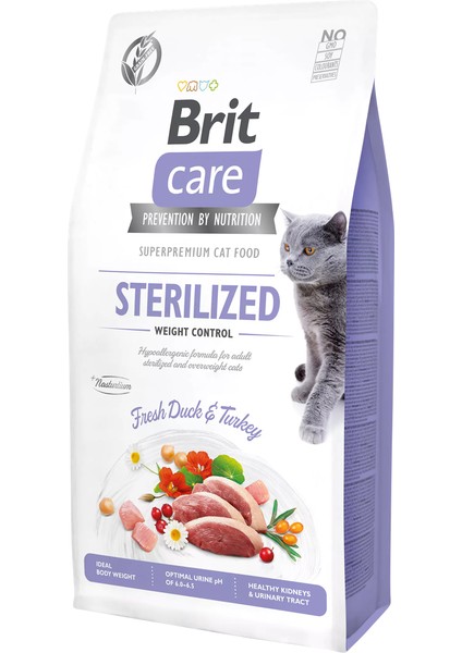 Kilo Kontrolü Ihtiyacı Olan Kısırlaştırılmış Kedi,tahılsız,taze Ördek Etli ve Hindi Etli Mama 7 kg