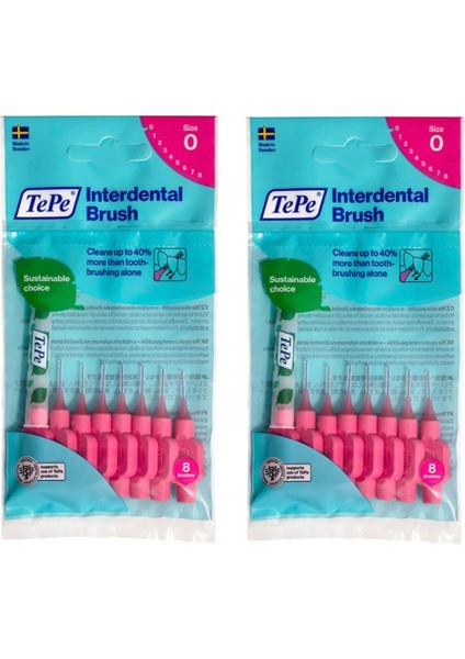 2li Tepe Interdental Brush Arayüz Fırçası Pembe 0.4 mm 8 Li