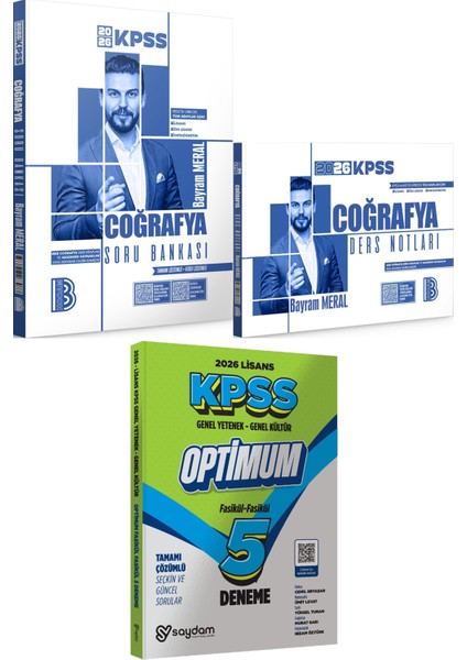 2026 Kpss Coğrafya Çözümlü Soru Bankası ve Ders Notları - Lisans Optimum 5 Deneme