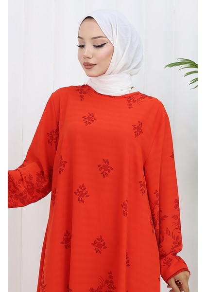 Desenli Tunik 1012-06 Nar Çiçeği modelleri
