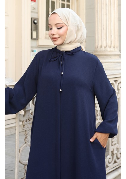 Kolu Lastikli Fermuarlı Ferace 0140-03 Lacivert fırsatları