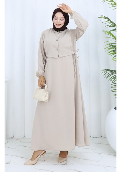 Aerobin Kumaş Yelek Elbise Ikili Takım 2142-03 Taş modelleri
