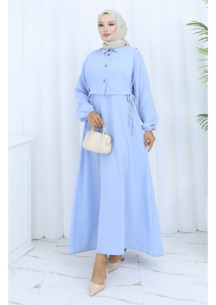 Aerobin Kumaş Yelek Elbise Ikili Takım 2142-02 Bebek Mavisi fiyatları