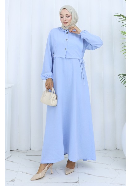 Aerobin Kumaş Yelek Elbise Ikili Takım 2142-02 Bebek Mavisi modelleri