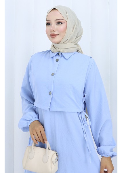 Aerobin Kumaş Yelek Elbise Ikili Takım 2142-02 Bebek Mavisi fırsatları