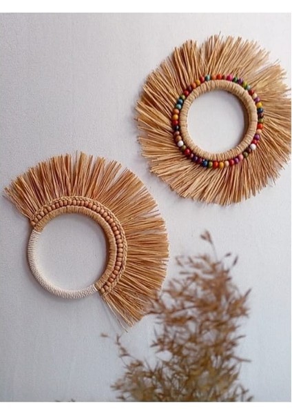 2lirenkli Boncuklu Rafya Duvar Süsü