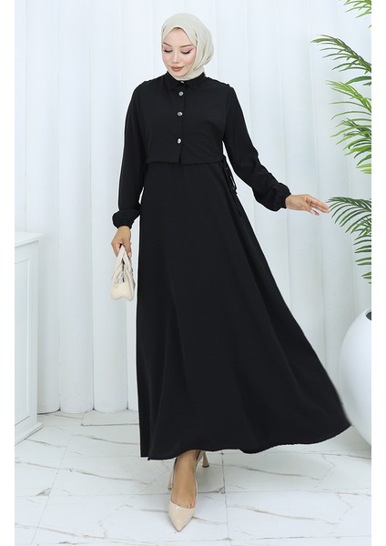 Aerobin Kumaş Yelek Elbise Ikili Takım 2142-04 Siyah fiyatları