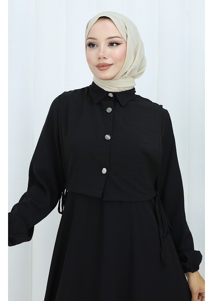 Aerobin Kumaş Yelek Elbise Ikili Takım 2142-04 Siyah fırsatları