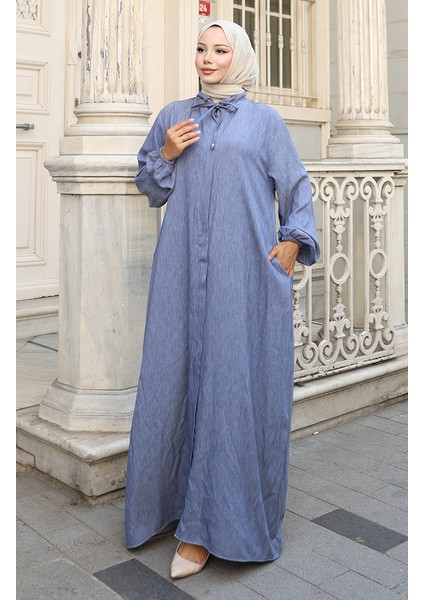 Kolu Lastikli Fermuarlı Kot Ferace 0141-02 Lacivert fiyatları