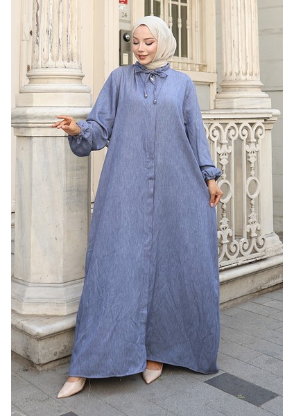 Kolu Lastikli Fermuarlı Kot Ferace 0141-02 Lacivert modelleri