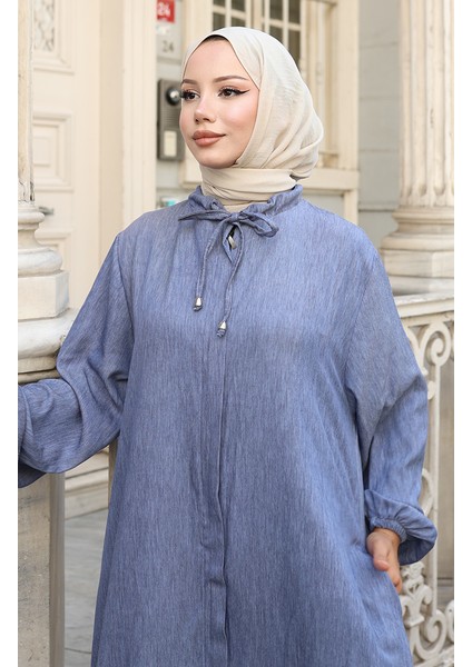 Kolu Lastikli Fermuarlı Kot Ferace 0141-02 Lacivert fırsatları