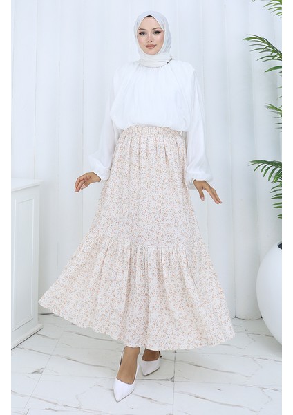 Beli Lastikli Etek 0144-03 Bej