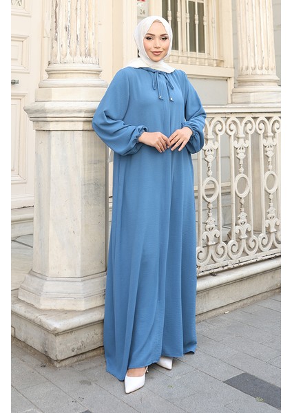Kolu Lastikli Fermuarlı Ferace 0140-02 Indigo