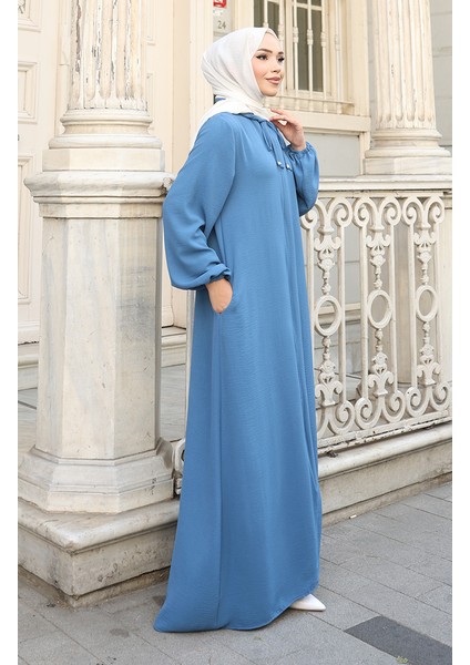 Kolu Lastikli Fermuarlı Ferace 0140-02 Indigo modelleri