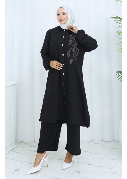 Aerobin Kumaş Tunik Pantolon Ikili Takım 2134-07 Siyah fiyatları