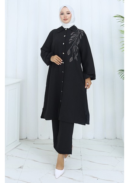 Aerobin Kumaş Tunik Pantolon Ikili Takım 2134-07 Siyah modelleri