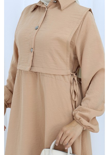 Aerobin Kumaş Yelek Elbise Ikili Takım 2142-01 Bej indirimleri