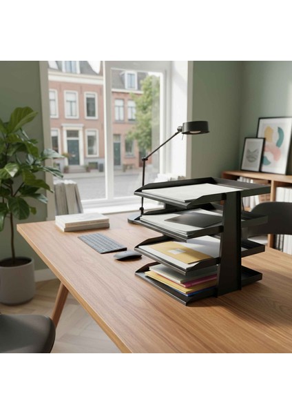 Steelline 4 Katlı Metal Dosya Rafı - Masa Üstü Ultra Sağlam Ofis Organizer (29.5X30.5X25CM) fiyatları