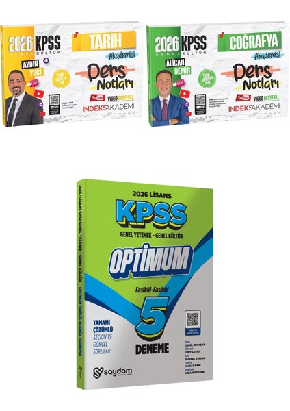 2026 Kpss Tarih Coğrafya Akademisi Ders Notları - Lisans Optimum 5 Deneme