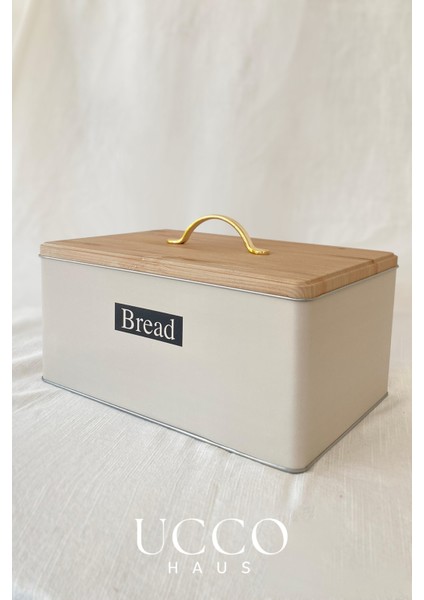 Metal Retro Ekmek Kutusu 31X21X18 cm – Ahşap Görünümlü Kapak - Geniş Hacimli Vintage Saklama Kutusu