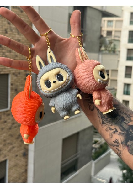 Labubu 3’lü Set Halinde 14 cm Labubu Şeklinde Çanta Charmı Oyuncak Asılabilir