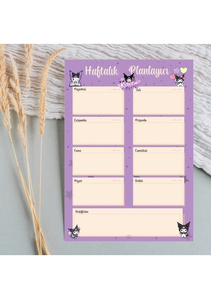 Kuromi A4 Haftalık Planlayıcı- Notepad - Not Defteri - Bloknot