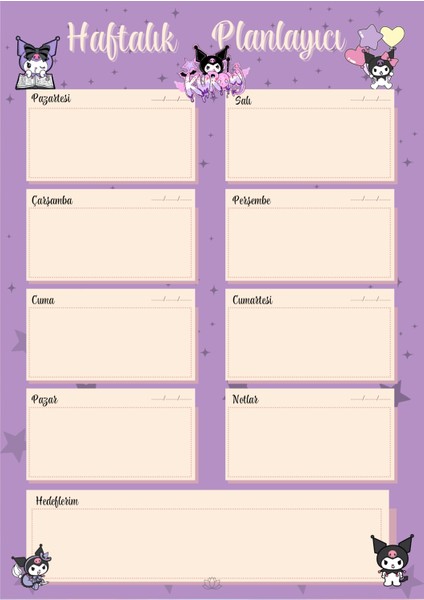Kuromi A4 Haftalık Planlayıcı- Notepad - Not Defteri - Bloknot fiyatları
