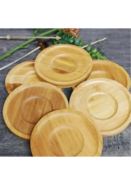 6'lı Bambu Çay Tabağı Seti, Yuvarlak Bambu Çay Bardağı Altlığı fırsatları