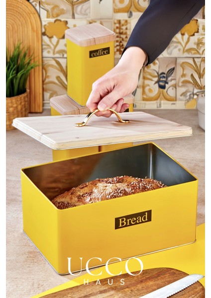 Metal Retro Ekmek Kutusu 31X21X18 cm – Ahşap Görünümlü Kapak - Geniş Hacimli Vintage Saklama Kutusu fiyatları