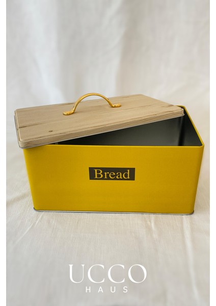 Metal Retro Ekmek Kutusu 31X21X18 cm – Ahşap Görünümlü Kapak - Geniş Hacimli Vintage Saklama Kutusu