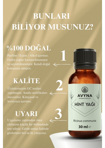 Hint Yağı ( Yoğun Kıvamlı Yağ ) 30 ml Soğuk Sıkım %100 Saf ve Doğal (Castor Oil) - 3 Al 2 Öde indirimleri