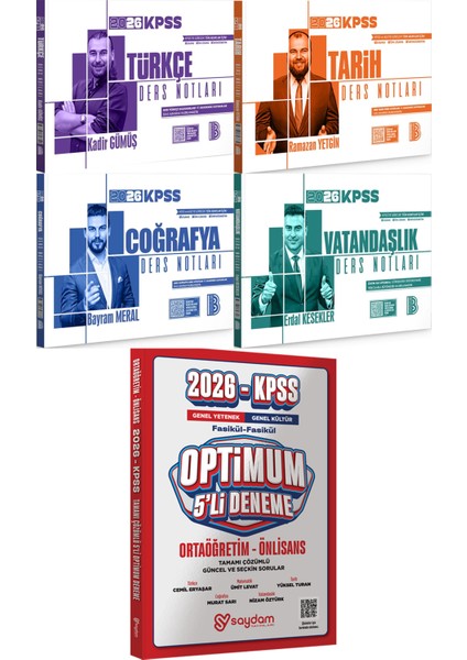 2026 Kpss Türkçe Tarih Coğrafya Vatandaşlık Ders Notları - Optimum 5 Deneme