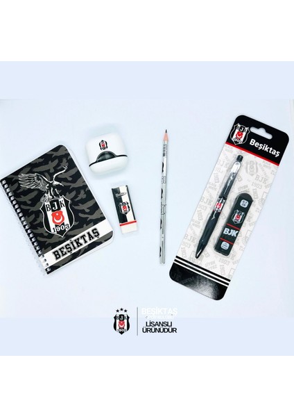 Beşiktaş Lisanslı Kırtasiye Seti – Spiralli Defter, Versatil 0.7 Kalem, Kurşun Kalem, Uç, Silgi ve Kalemtraş – Taraftar Okul Hediyesi Bjk Lisanslı Okul Seti, Taraftar Çocuk Kırtasiye Paketi