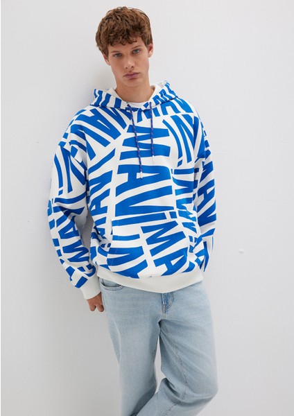 Mavi Baskılı Kapüşonlu Sweatshirt 0610121-620 fiyatları