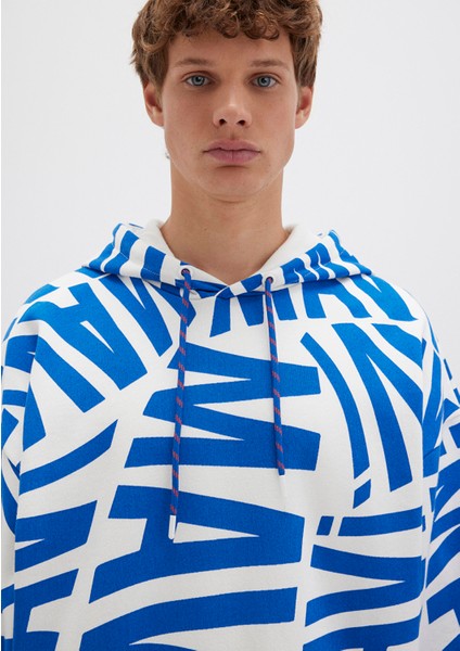 Mavi Baskılı Kapüşonlu Sweatshirt 0610121-620 indirimleri