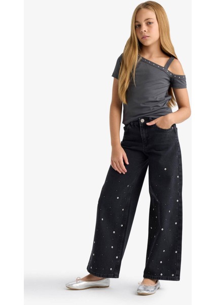 Kız Çocuk Wide Leg Geniş Paça Jean Pantolon F7640A825AU