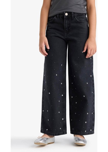 Kız Çocuk Wide Leg Geniş Paça Jean Pantolon F7640A825AU indirimleri