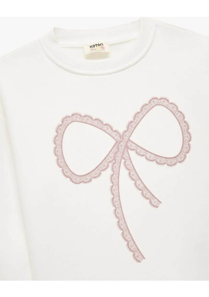 Şardonlu Fiyonk Baskılı Ekru Kız Çocuk Sweatshirt 6WKG10209AK modelleri