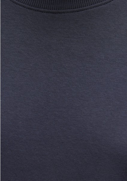 Bisiklet Yaka Lacivert Basic Sweatshirt 1610198-70726