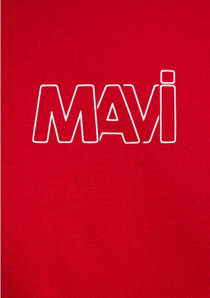 Mavi Logo Baskılı Kırmızı Tişört 1611592-82054