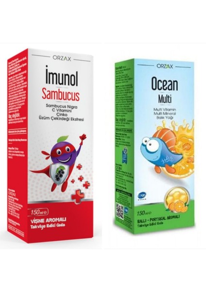 Ocean Multi Ballı Portakal Aromalı Balık Yağı & Imunol Sambucus Vişne Aromalı