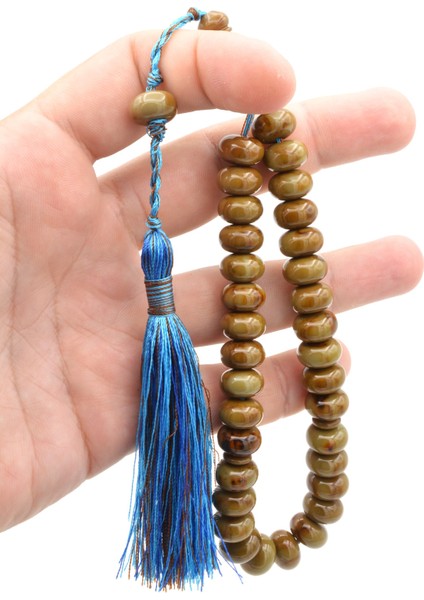 Zeyn Usta Işi Basık Model Kahverengi Mavi Katalin Tesbih 012 fırsatları