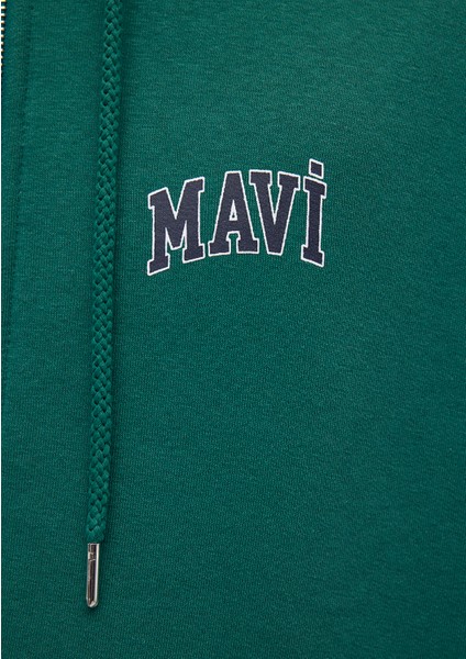 Mavi Logo Baskılı Fermuarlı Yeşil Sweatshirt 0611715-71874