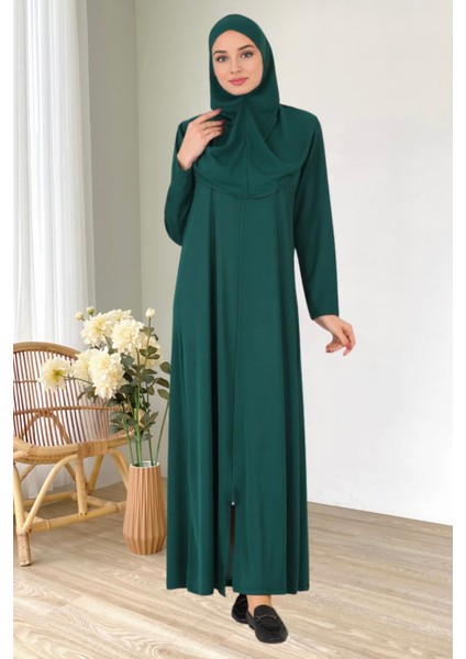 Fermuarlı Tek Parça Kaymaz Başörtülü Pratik Namaz Elbisesi modelleri