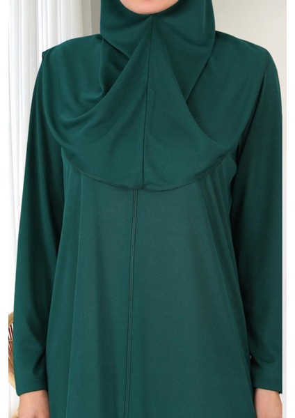 Fermuarlı Tek Parça Kaymaz Başörtülü Pratik Namaz Elbisesi indirimleri