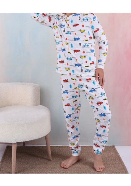 Araba Desen Erkek Garson Pijama Takımı