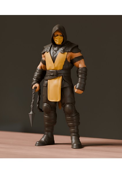 Mortal Kombat - Scorpion Boyalı Figür Biblo Hediyelik Figür 25 cm Büyük Boy