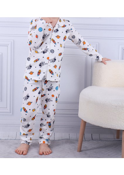 Gezegen Desen Erkek Çocuk Düğmeli Pijama Takımı fırsatları
