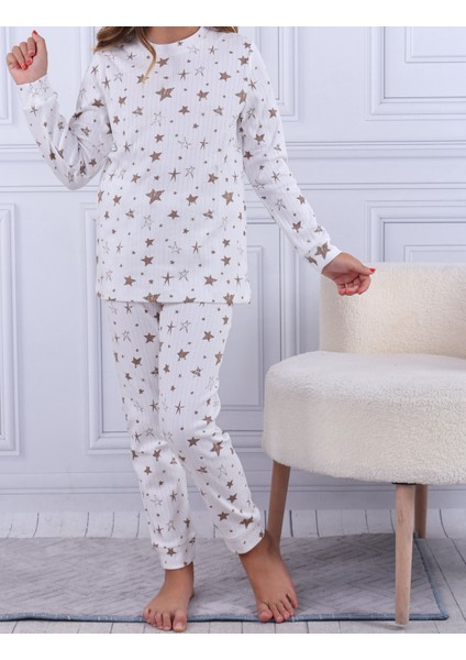 Yıldız Desen Kız Çocuk Fitilli Pıjama Takımı